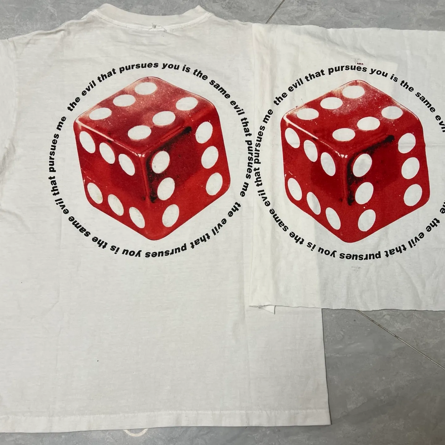 Printing proofing SAINT Mxxxxxx CIRCLE TEE/WHT SAINT dice printed washed short sleeves off-white S-XL cylindrical side seam fabric high weight cylinder woven tee original development highly restored printing VINTAGE black label/wash water label coding correct/tag coding correct Invincible details Top purchasing level